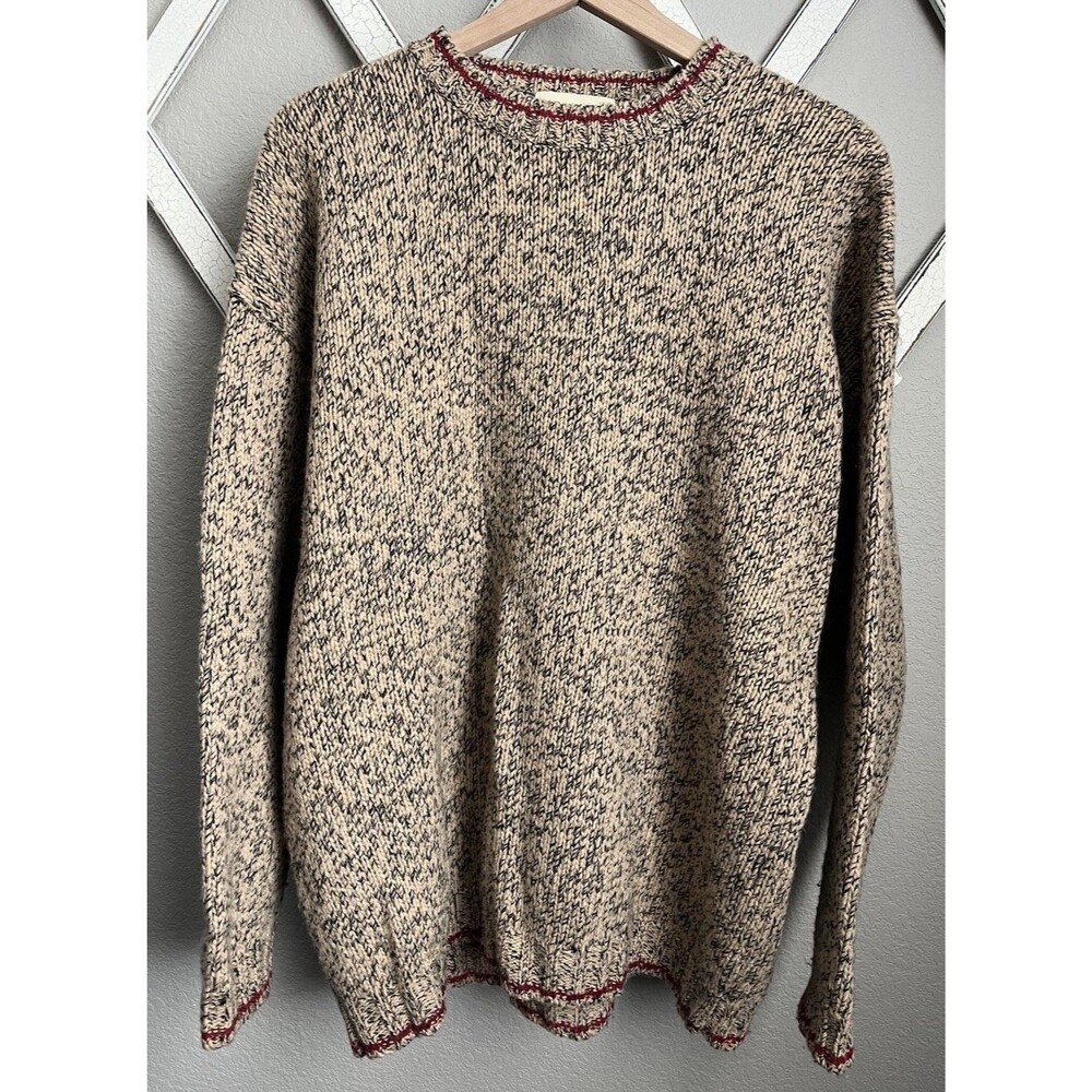 Vintage Eddie Bauer Men's L 100% Wool Crewneck Sweater Hong Kong